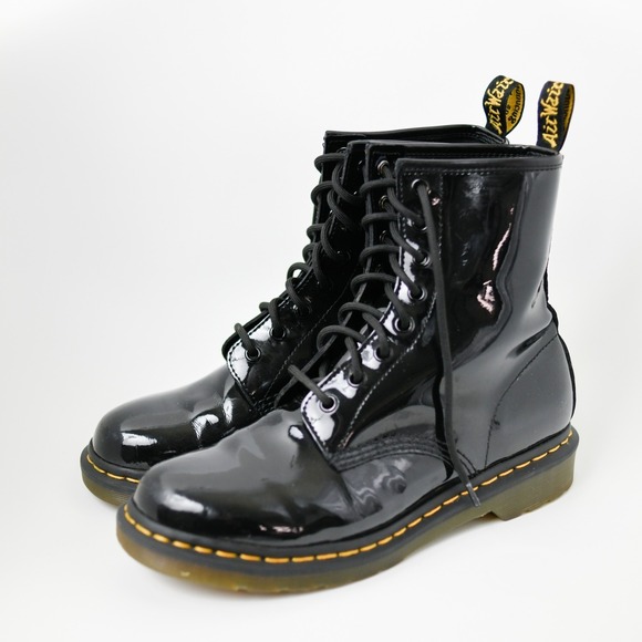 Dr Martens AirWair 11821 Boots Womens 9 Mens 8 Black Patent Leather Docs Combat - Picture 7 of 9